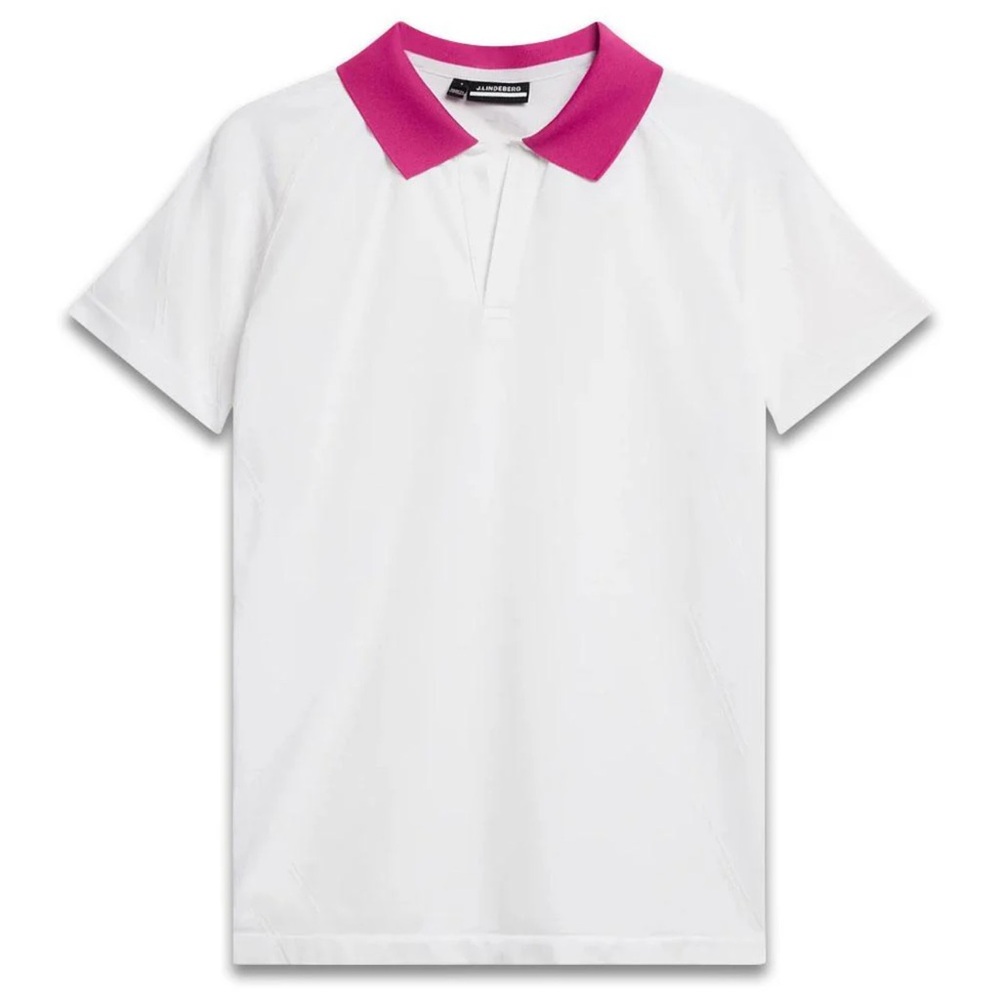 J.Lindeberg White Baily seamless Polo / White -
 with Pink Collar size S